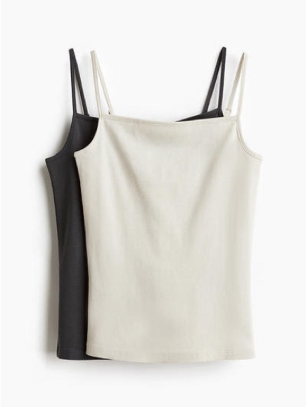 Divided Double-Pack Slim Strap Camisoles — Cream & Black